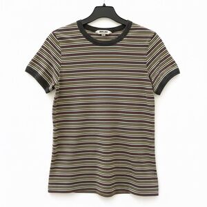 ROLLAS Women's Striped Short Sleeve Top Green Red White Yellow Size XS